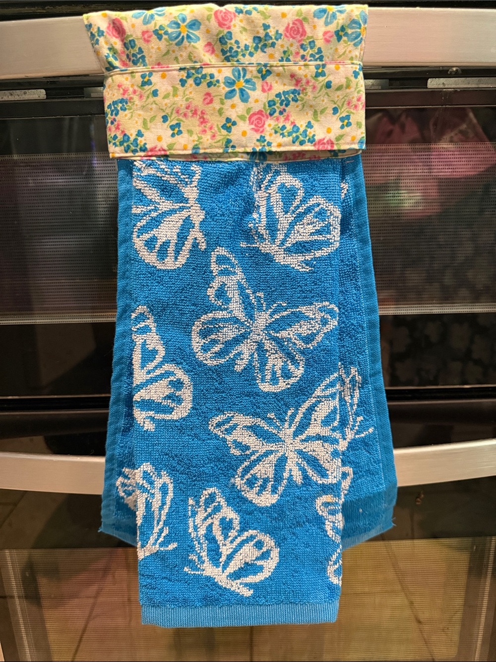 Handmade Blue Butterfly hanging Kitchen Towel